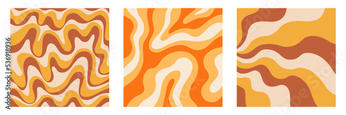 Retro 70s Abstract curve background set