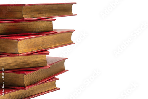 Old books isolated on white background.