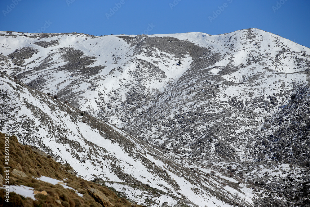 Snow-capped mountains in the Crete (in the Askifou region)