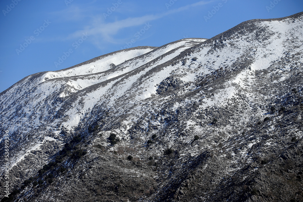 Snow-capped mountains in the Crete (in the Askifou region)