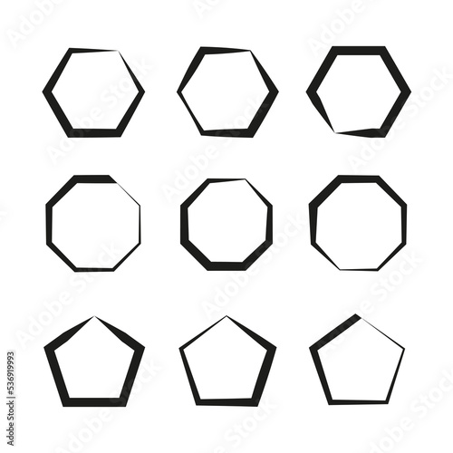 brush hexagons. Geometric texture. Vector illustration. stock image. 