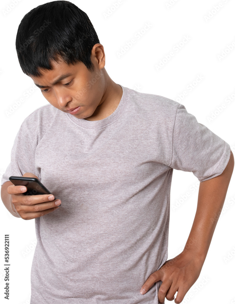 Portrait of young man using smartphone. Portrait of young man using smartphone.
