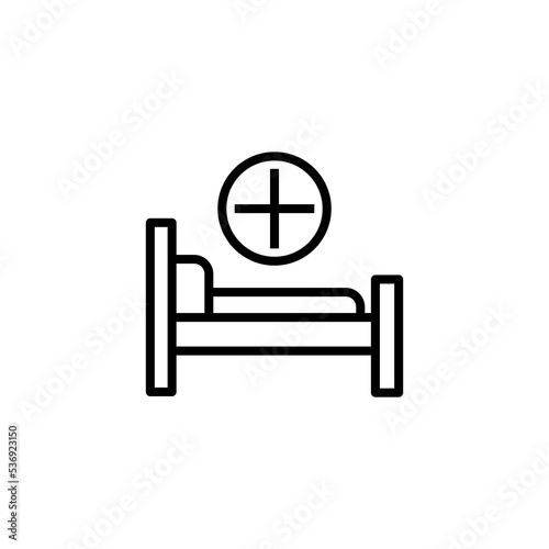 Hospital bed line icon isolated on white background from pandemic collection