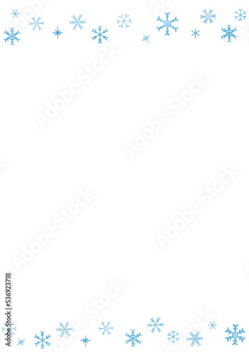 ほんわかした手描きの雪の結晶のフレームイラスト