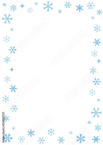 優しい手描きの雪の結晶のフレームイラスト