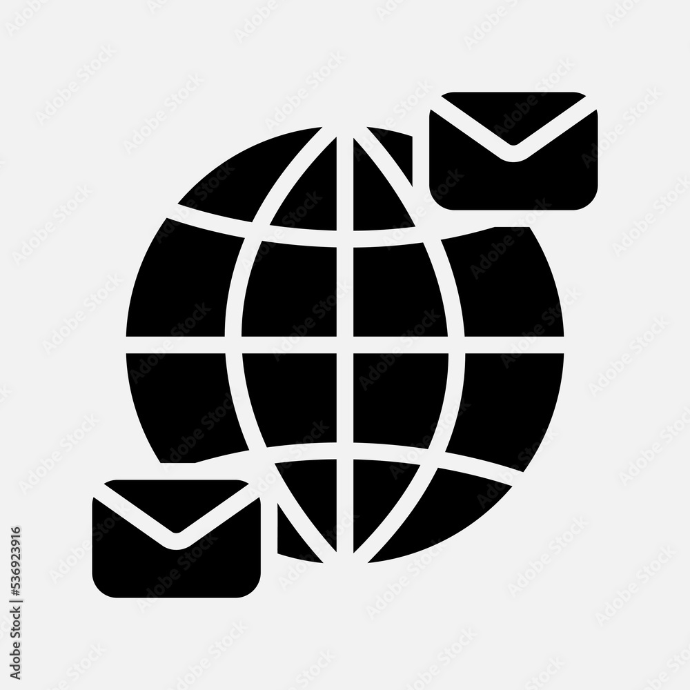 International email icon in solid style, use for website mobile app presentation