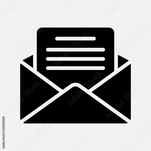 Open email icon in solid style about email, use for website mobile app presentation