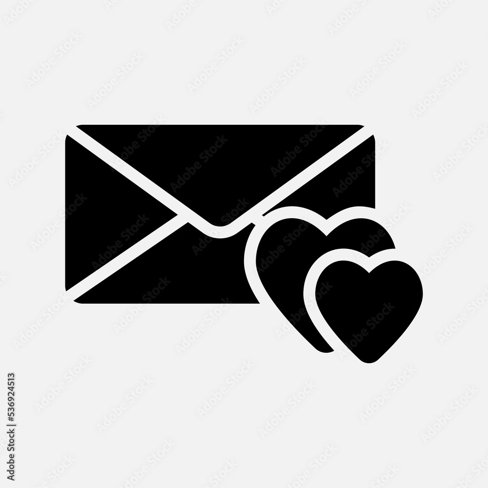 Love letter icon in solid style about email, use for website mobile app presentation Love letter icon in solid style about email, use for website mobile app presentation