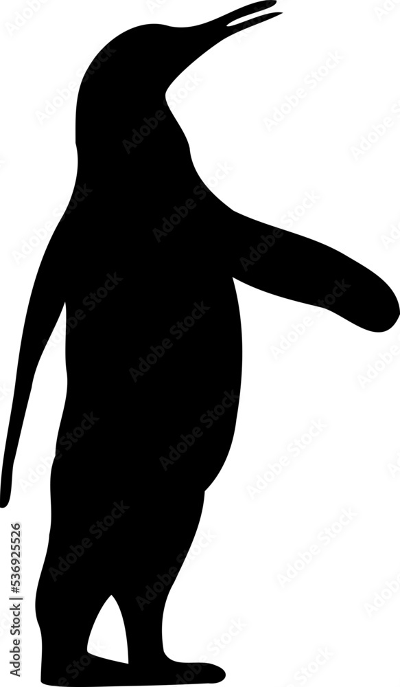 Penguin bird silhouette. Vector graphics.
