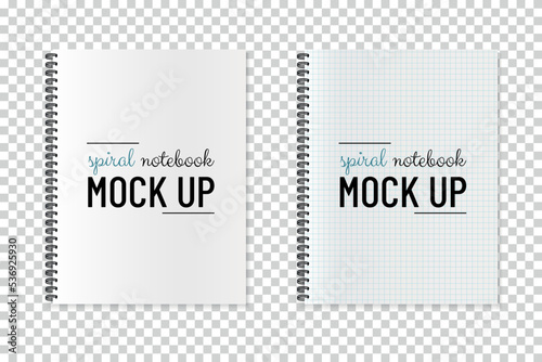 Spiral Notebook Templates - Vector Mock Up Illustrations With Copy Space Isolated On Transparent Background