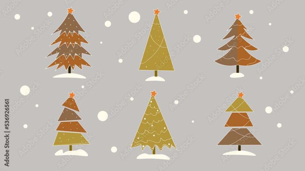 set of Christmas trees. banner postcard vector flat illustration of a Christmas tree. Hand drawn Christmas trees. Elements of winter decor and design. Symbol of the new year and holiday. new Year