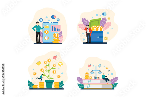 Finance Flat Bundle Design Illustration