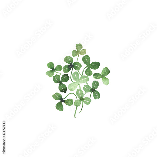 Watercolor clover leaves composition isolated on transparent background
