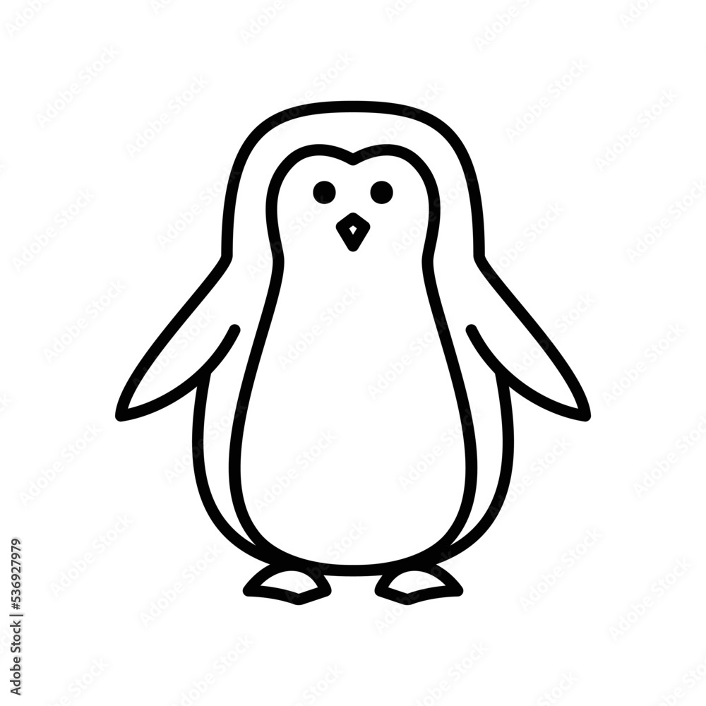 Obraz premium Penguin icon for pole nautical animal in black outline style