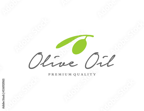 Vintage hand drawn olive oil logo design 