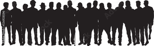 Silhouettes of men standing in a row.