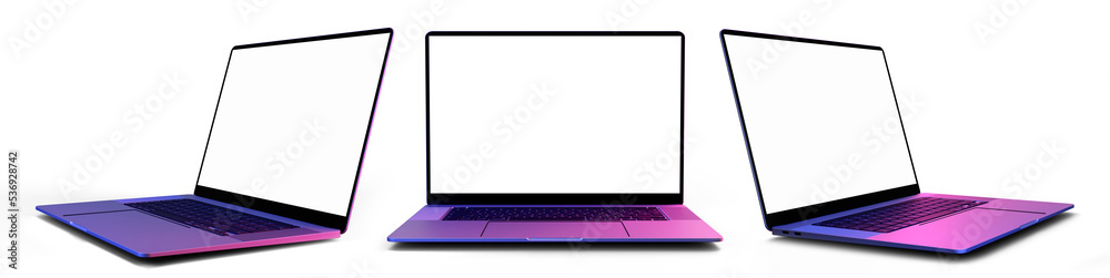 Laptop mock up with transparent screen isolated - obrazy, fototapety, plakaty 