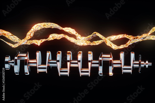 Engine oil, lubrication. Pistons, connecting rods and crankshaft of an internal combustion engine. work, V-12, repair, car. 3D rendering, 3D illustration. photo