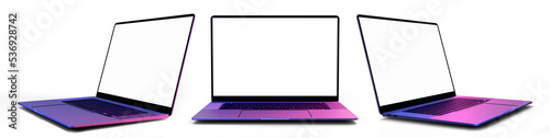 Laptop mock up with transparent screen isolated photo