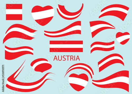 flag of Republic of Austria - vector elements in hearts and curved shapes