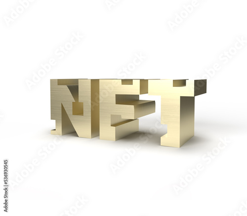 gold NFT digital 3d symbol. Isolated Background. 3d rendering illustration.