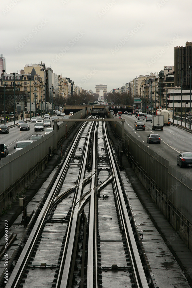 Railway tracks in Paris, France