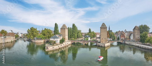 View of bridges in Strasburg, France, called Covered Bridges.