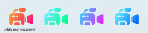 Video camera solid icon in gradient colors. Movie equipment signs vector illustration. © Yasir Design