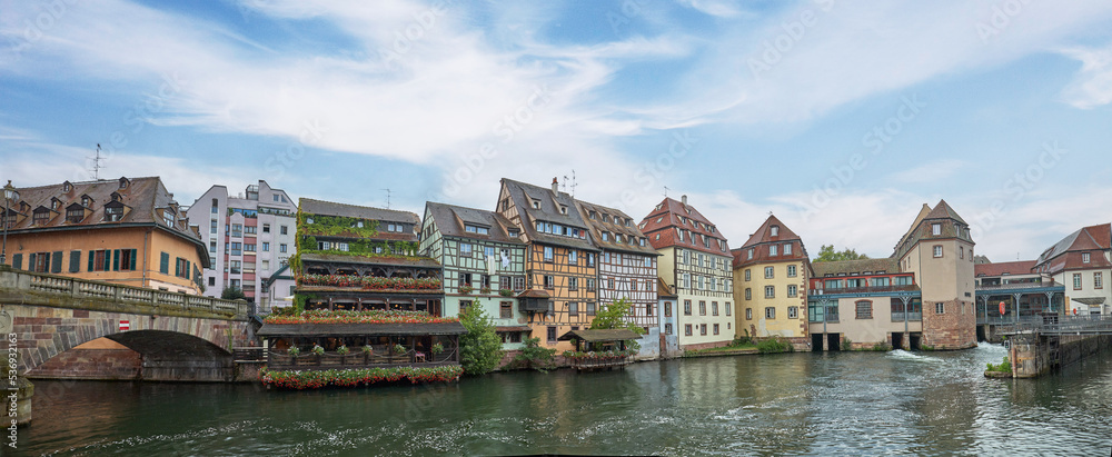 Panoramic view of a region of the city of Strasbourg, France, known under the name of Little France.