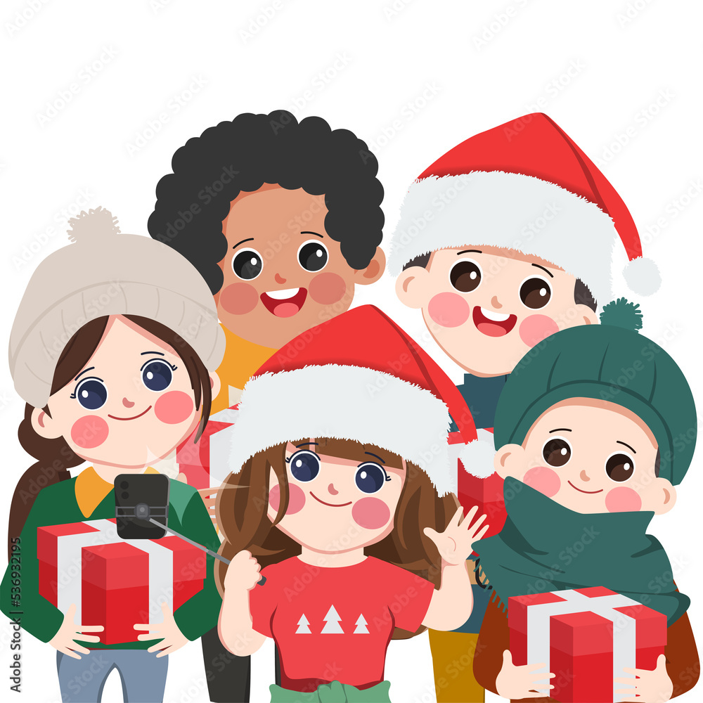 Merry Christmas friend people in holiday clip art element decoration. Merry Christmas friend people in holiday clip art element decoration.