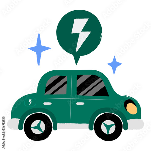 Car with electric symbol vector illustration