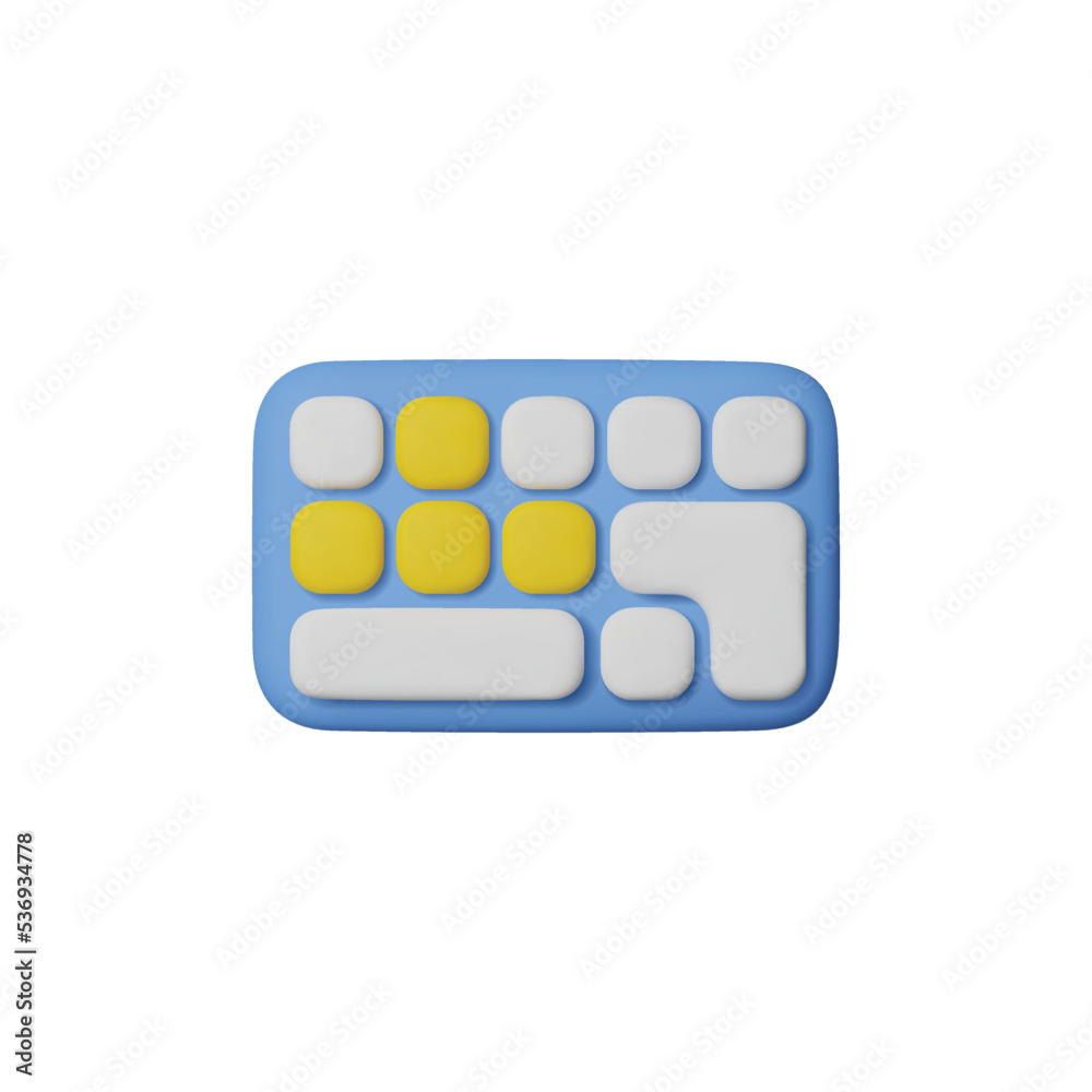 Cute keyboard in 3d render, vector illustration isolated on white