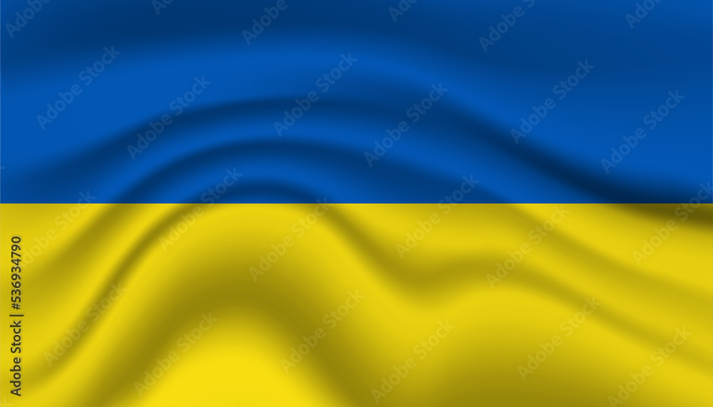 Close up Ukraine national flag waving realistic vector illustration Close up Ukraine national flag waving realistic vector illustration