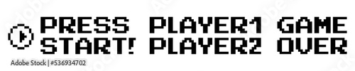 Flat design video games text set in pixel design