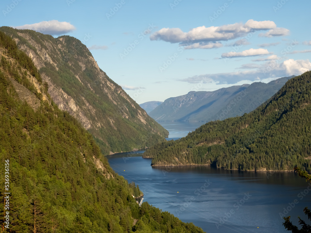 Breathtaking views of the telemark canal from the hiking trails of Dalen, Tokke, Telemark, Norway.