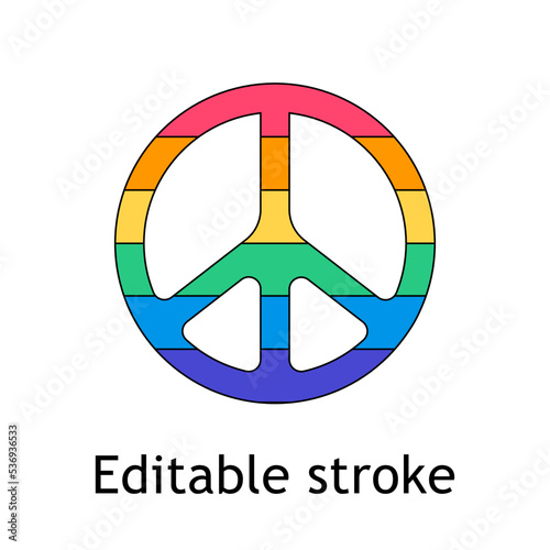 LGBT peace symbol. Retro 70s groovy sticker. Hippie pacific sign in LGBTQ - isolated vector