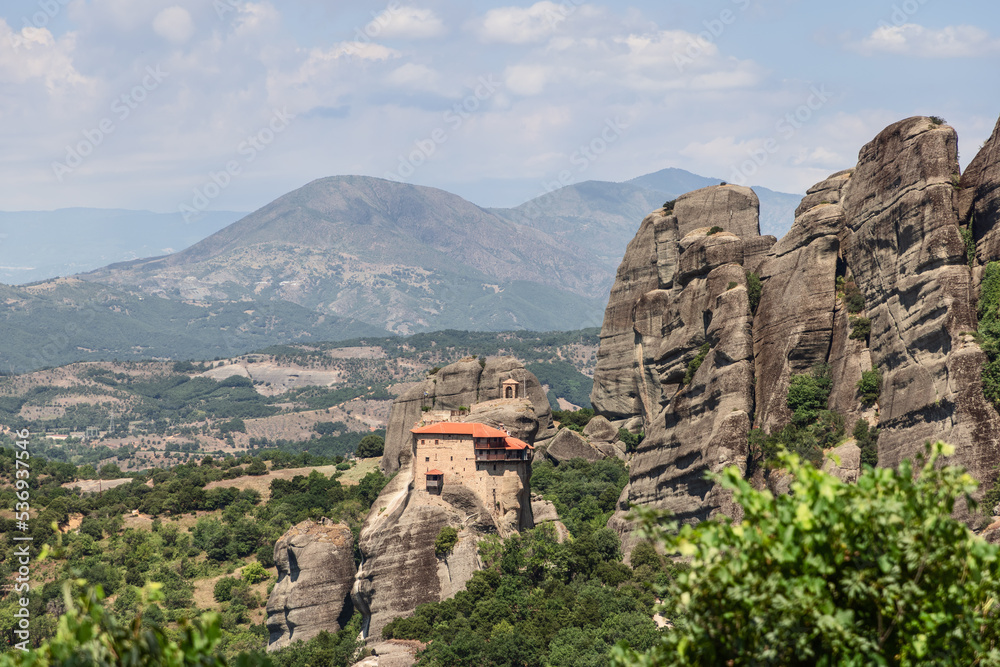 The Holy Monastery of St. Nicholas Anapausas (Moni Agios Nikolaos Anapafsas) is located remotely and a little isolated from others on only 80 meters cliff, Meteora, Greece