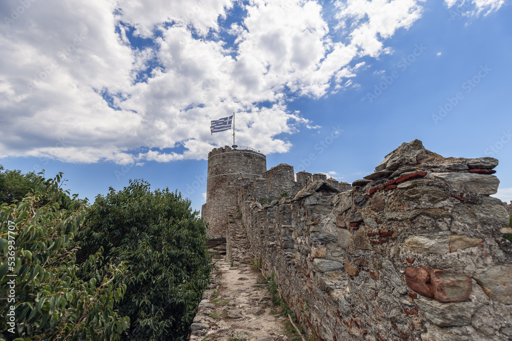 Wall of Kavala Byzantine Castle carried out to reinforce the city’s defenses, citadel of Byzantine and Ottoman times was built on hilltop site of its ancient counterpart. Greece