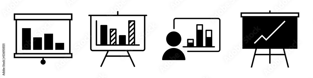 Presentation icon vector set. report illustration sign collection. analysis symbol or logo. Presentation icon vector set. report illustration sign collection. analysis symbol or logo.