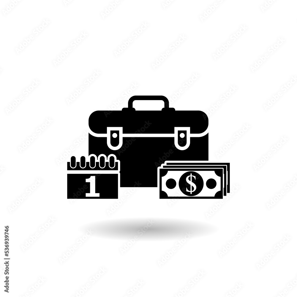 Employee Wages icon logo with shadow Employee Wages icon logo with shadow