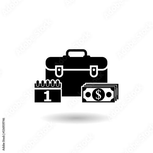 Employee Wages icon logo with shadow