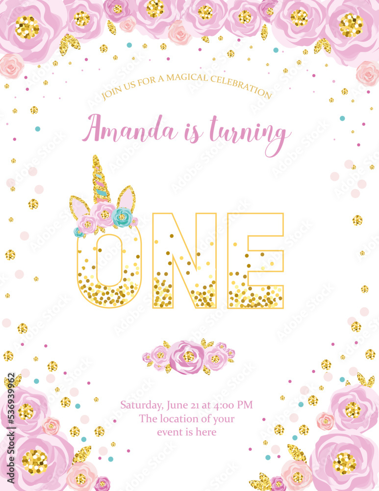 invitation card for the girl s first birthday party Template for baby invitation card for the girl s first birthday party Template for baby