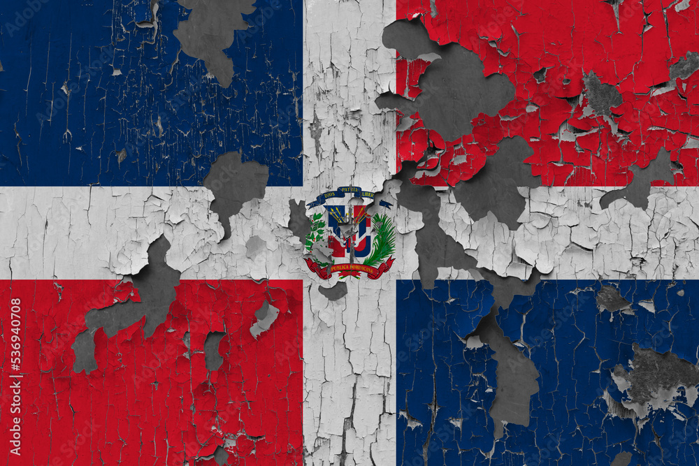 3D Flag of Dominican Republic on an old stone wall background. Stock ...