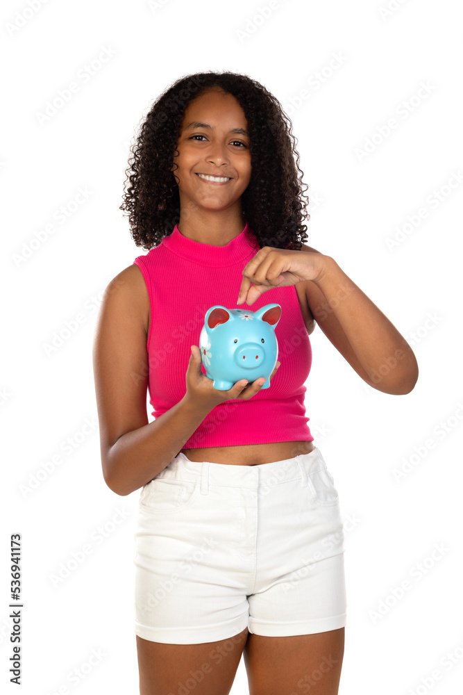 Young african american girl saving for her future Young african american girl saving for her future