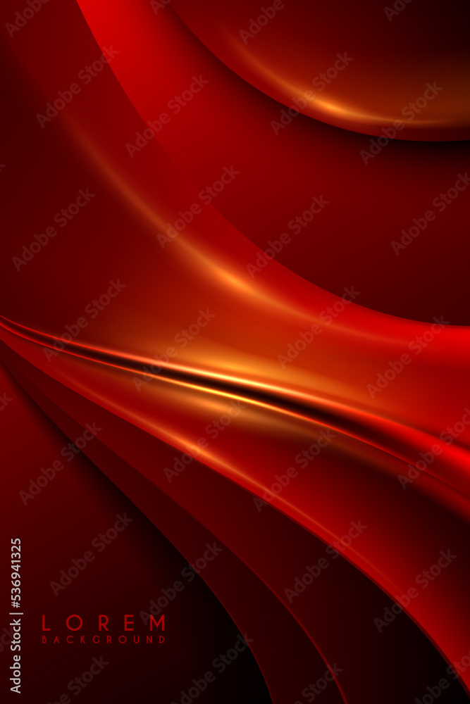 Fototapeta premium Abstract red shapes with golden light effect