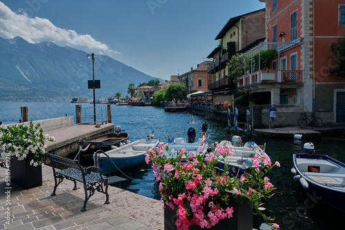 View of Limone sul Garda's village, Garda's lake Italy