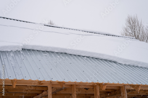 Obraz na plátně snow sliding down from roof