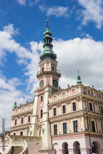 Historic town hall on the market square of Zamosc, Poland © venemama