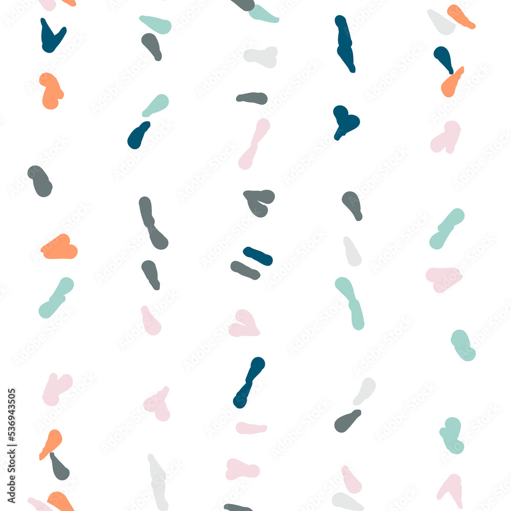 Vector organic seamless abstract background, party confetti pattern. Colorful pastel colored mosaic of simple shapes on white background. Vector organic seamless abstract background, party confetti pattern. Colorful pastel colored mosaic of simple shapes on white background.