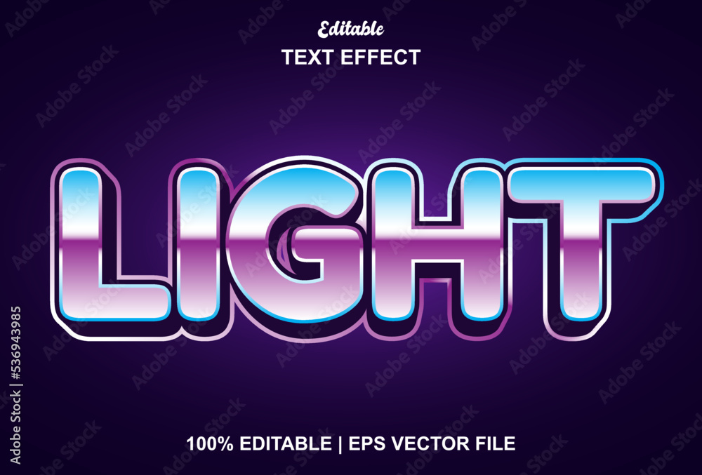 light text effect with 3d style and editable